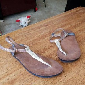 Gold Clarks Thong Sandals